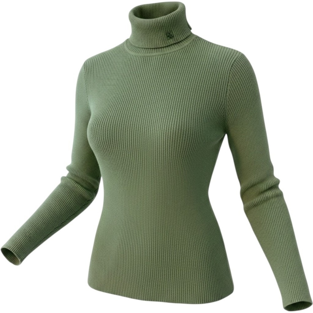 Vtg Lauren Ralph Lauren Sweater Sage Green Ribbed‎ Cotton Turtleneck Sz M Preppy